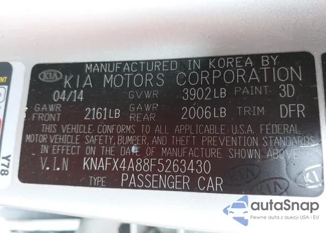 2015 Kia Forte Ex z USA, uszkodzony, nr VIN KNAFX4A88F5263430